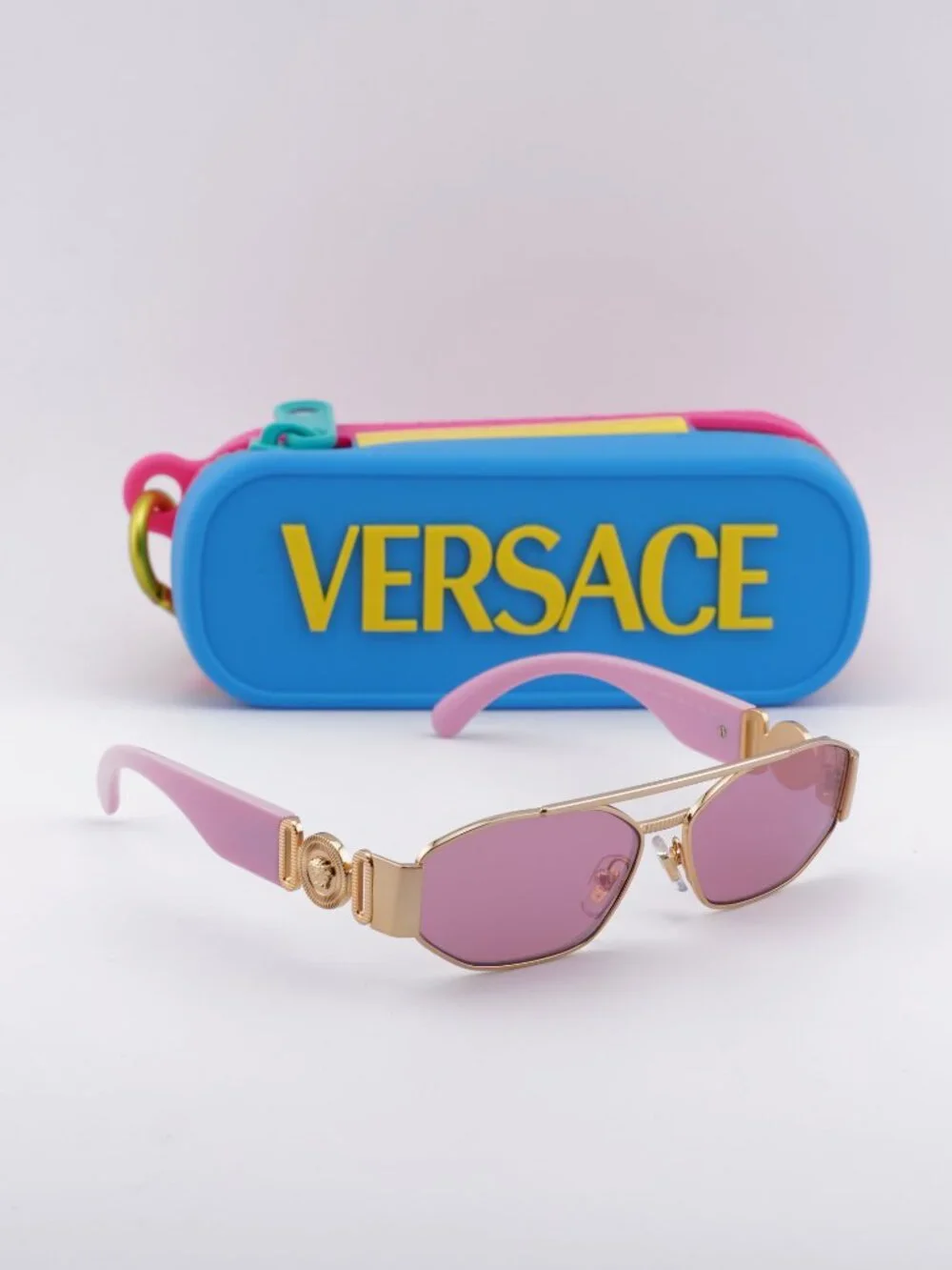 Versace Kids VK2003 10029L Rectangle Sunglasses - Pink/Gold / Pink Mirror
